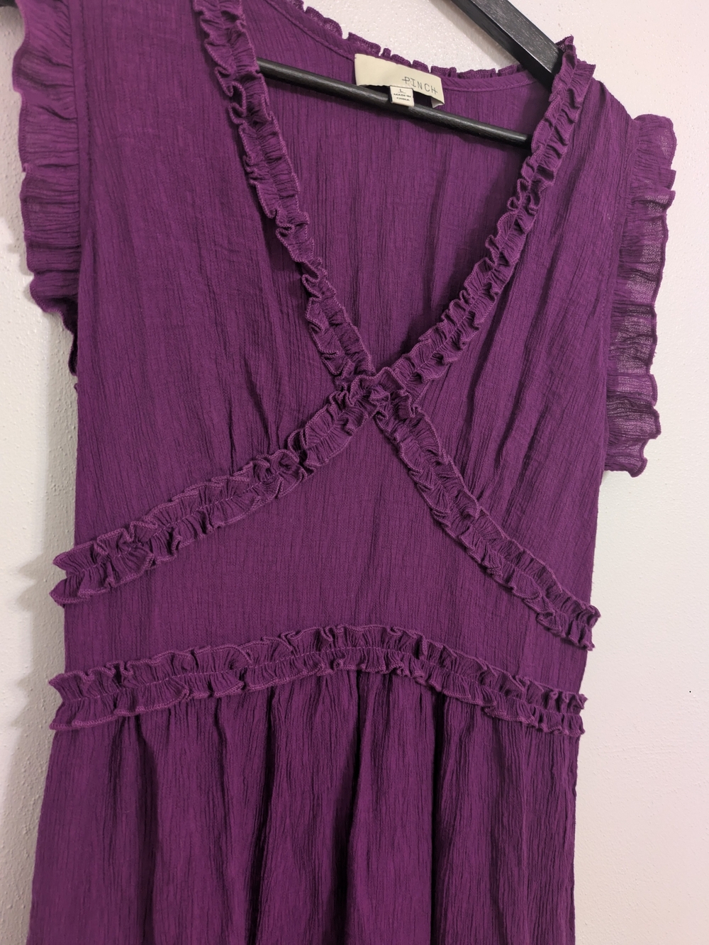 Pinch Purple Ruffle Tiered V-Neck Midi Dress - Picture 2 of 6